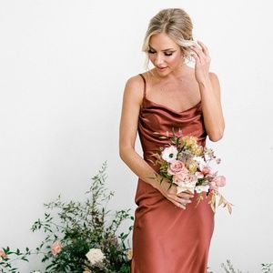 BRAND NEW Revelry Skye Satin Bridesmaid Dress (Cinnamon Rose) Size 4